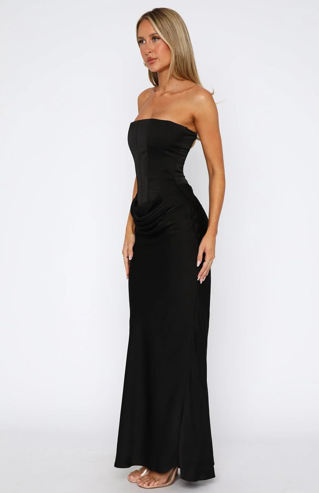 Luxa Strapless Satin Maxi Dress