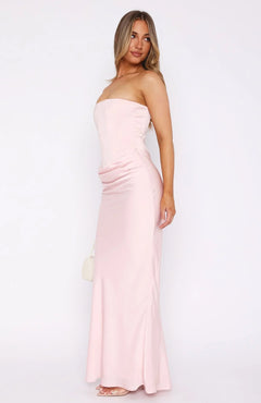 Luxa Strapless Satin Maxi Dress