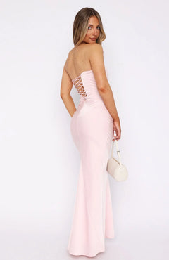 Luxa Strapless Satin Maxi Dress