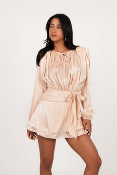 Esri Long Sleeve Satin Mini Dress