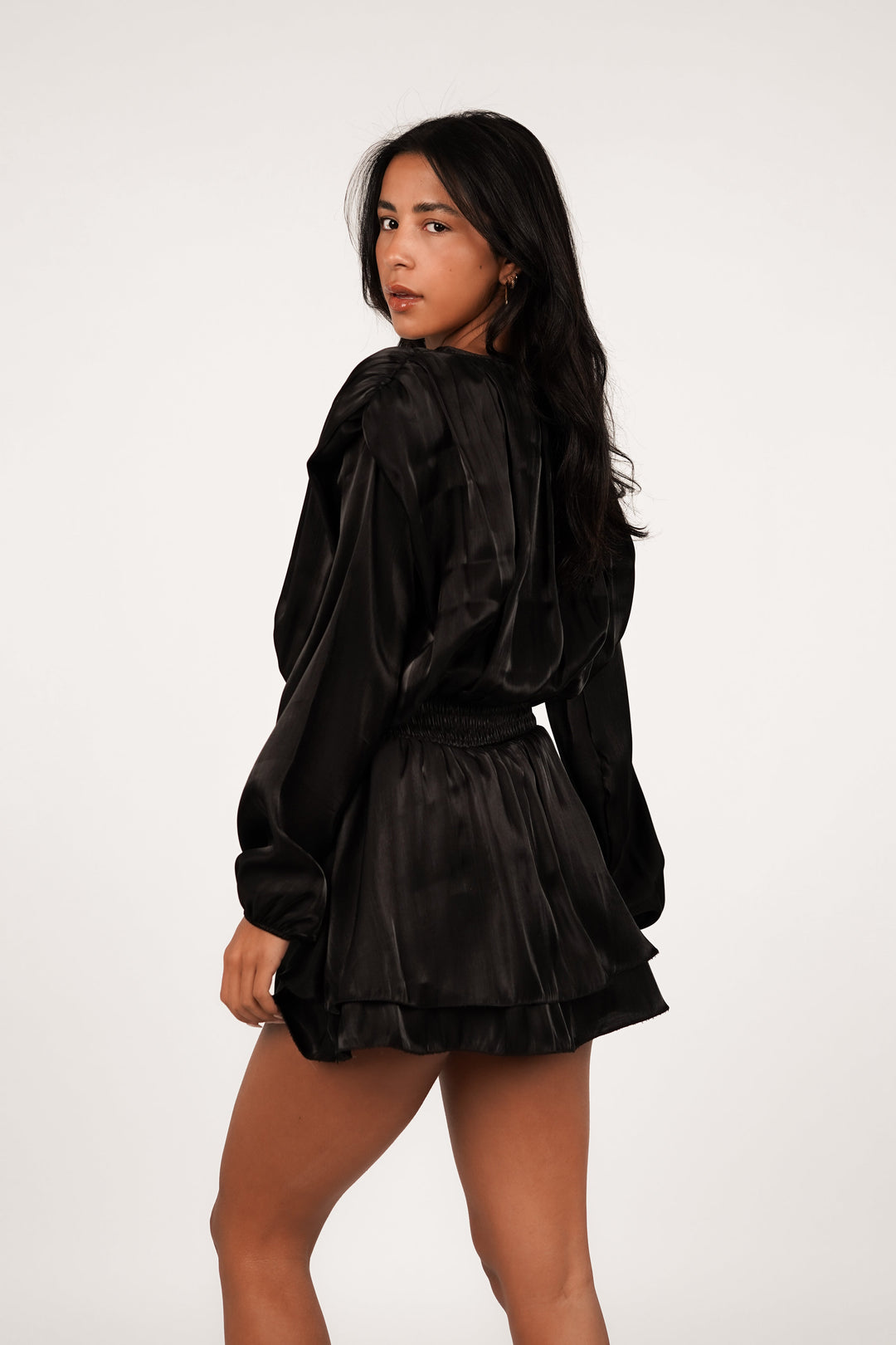 Esri Long Sleeve Satin Mini Dress