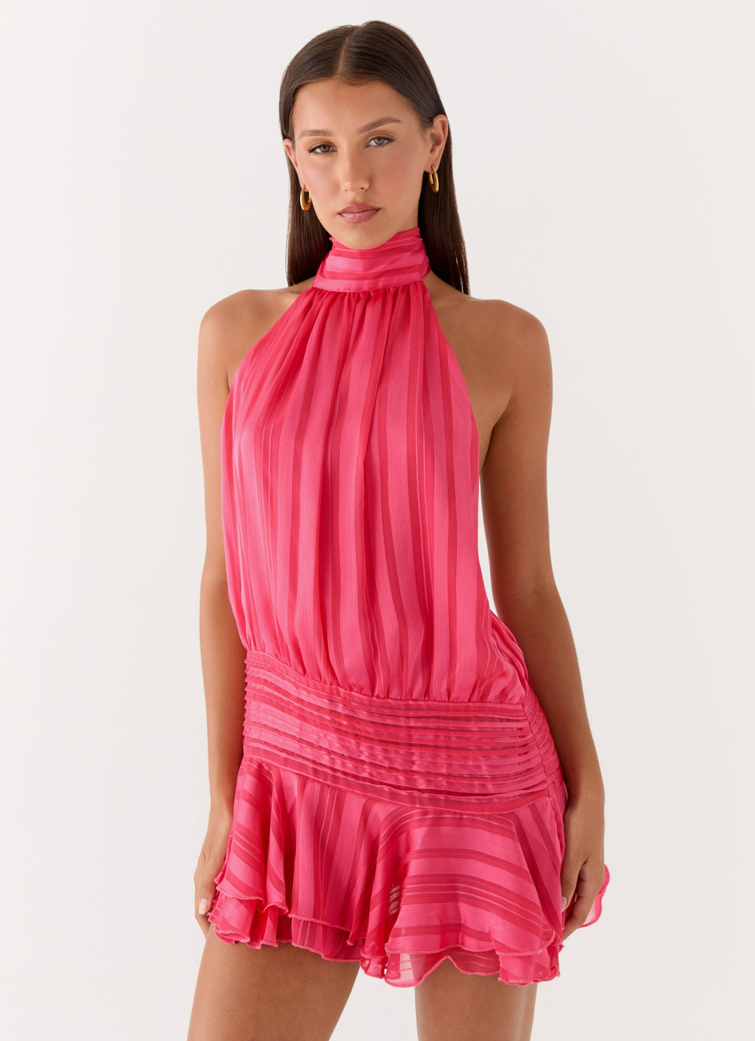 Noor Chiffon Halter Mini Dress
