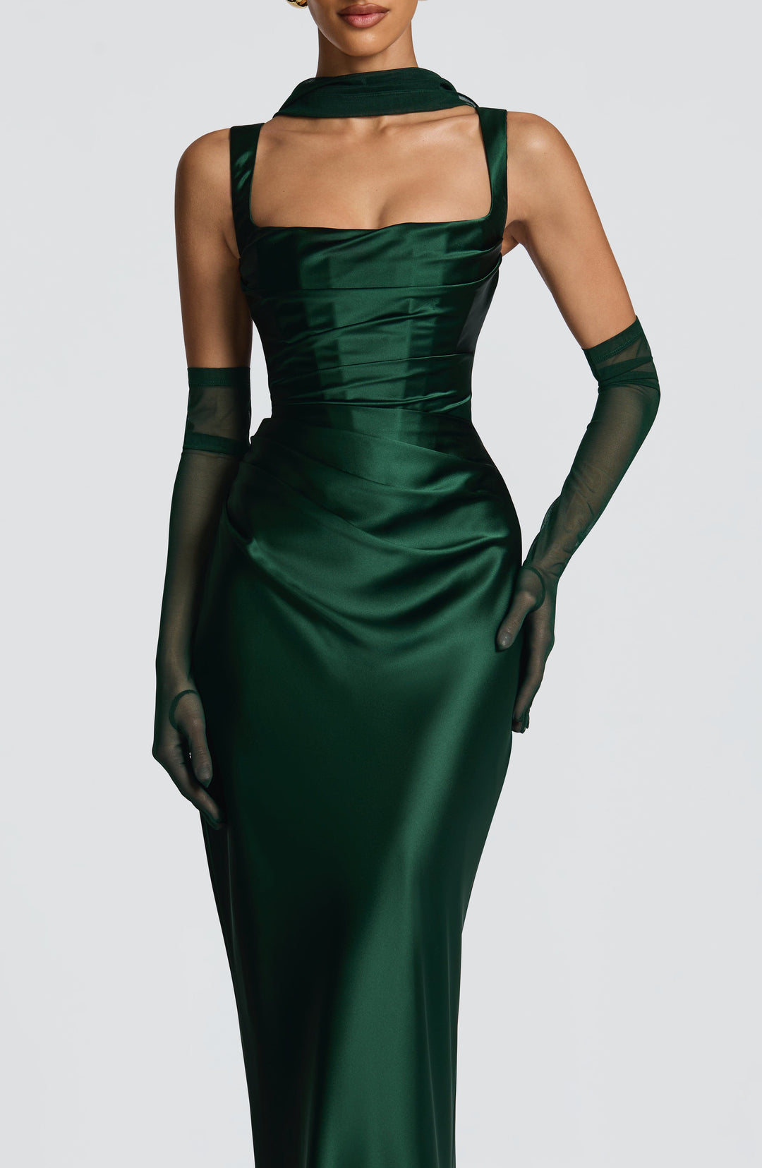 Yolanthe Square Neck Satin Maxi Dress