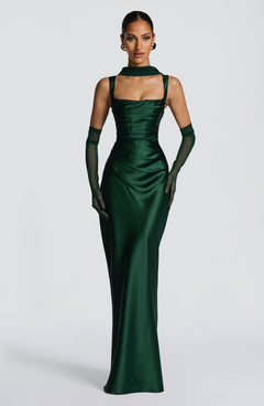 Yolanthe Square Neck Satin Maxi Dress