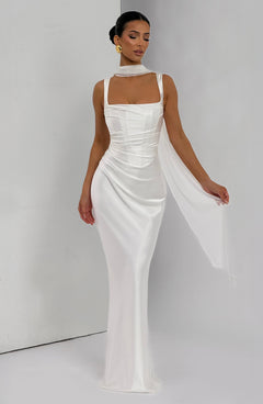 Yolanthe Square Neck Satin Maxi Dress