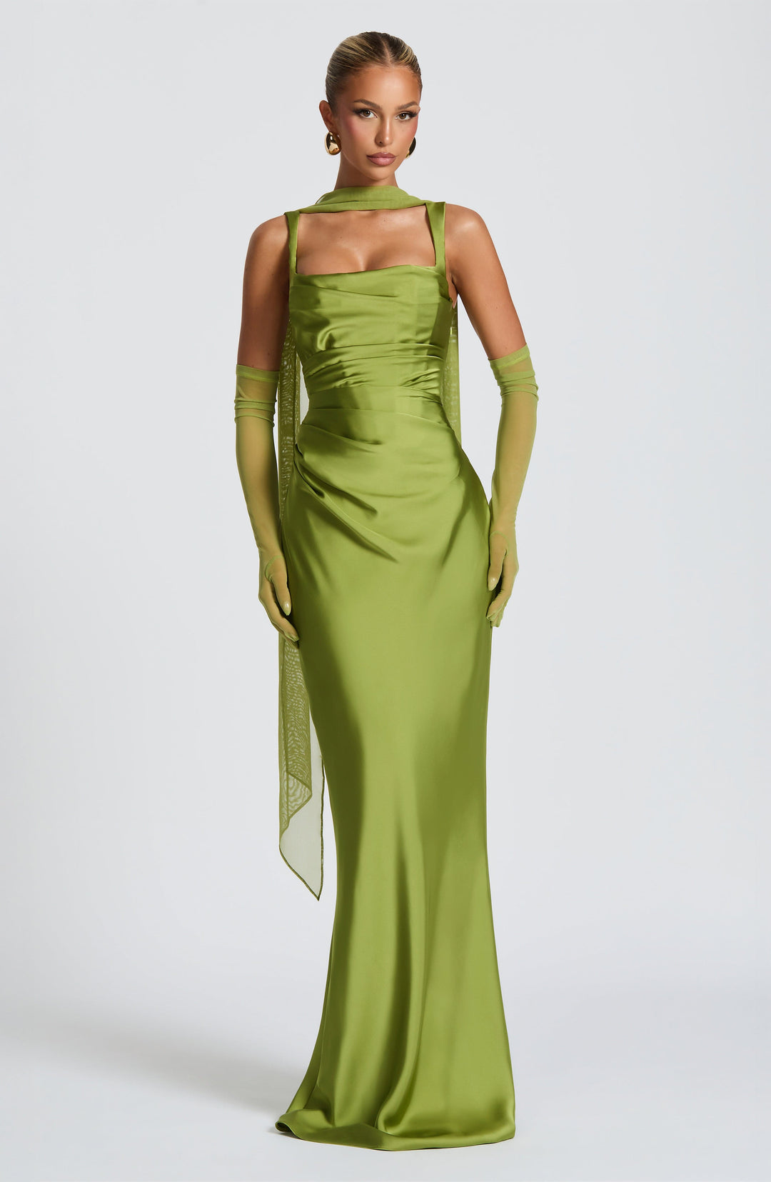 Yolanthe Square Neck Satin Maxi Dress