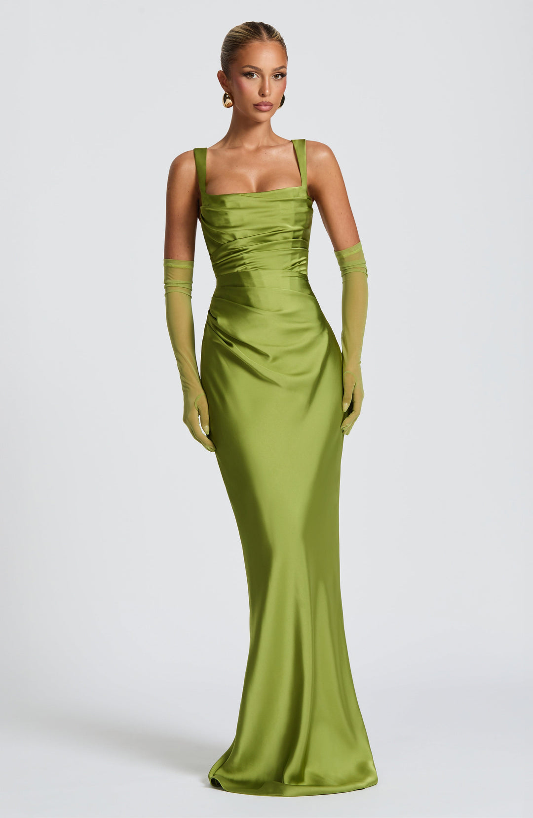 Yolanthe Square Neck Satin Maxi Dress