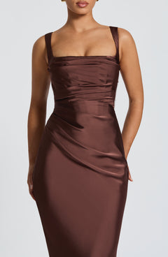 Yolanthe Square Neck Satin Maxi Dress