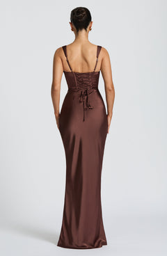 Yolanthe Square Neck Satin Maxi Dress