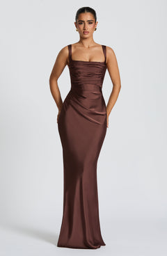 Yolanthe Square Neck Satin Maxi Dress