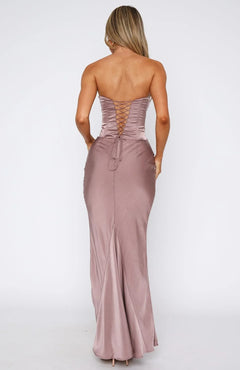 Luxa Strapless Satin Maxi Dress