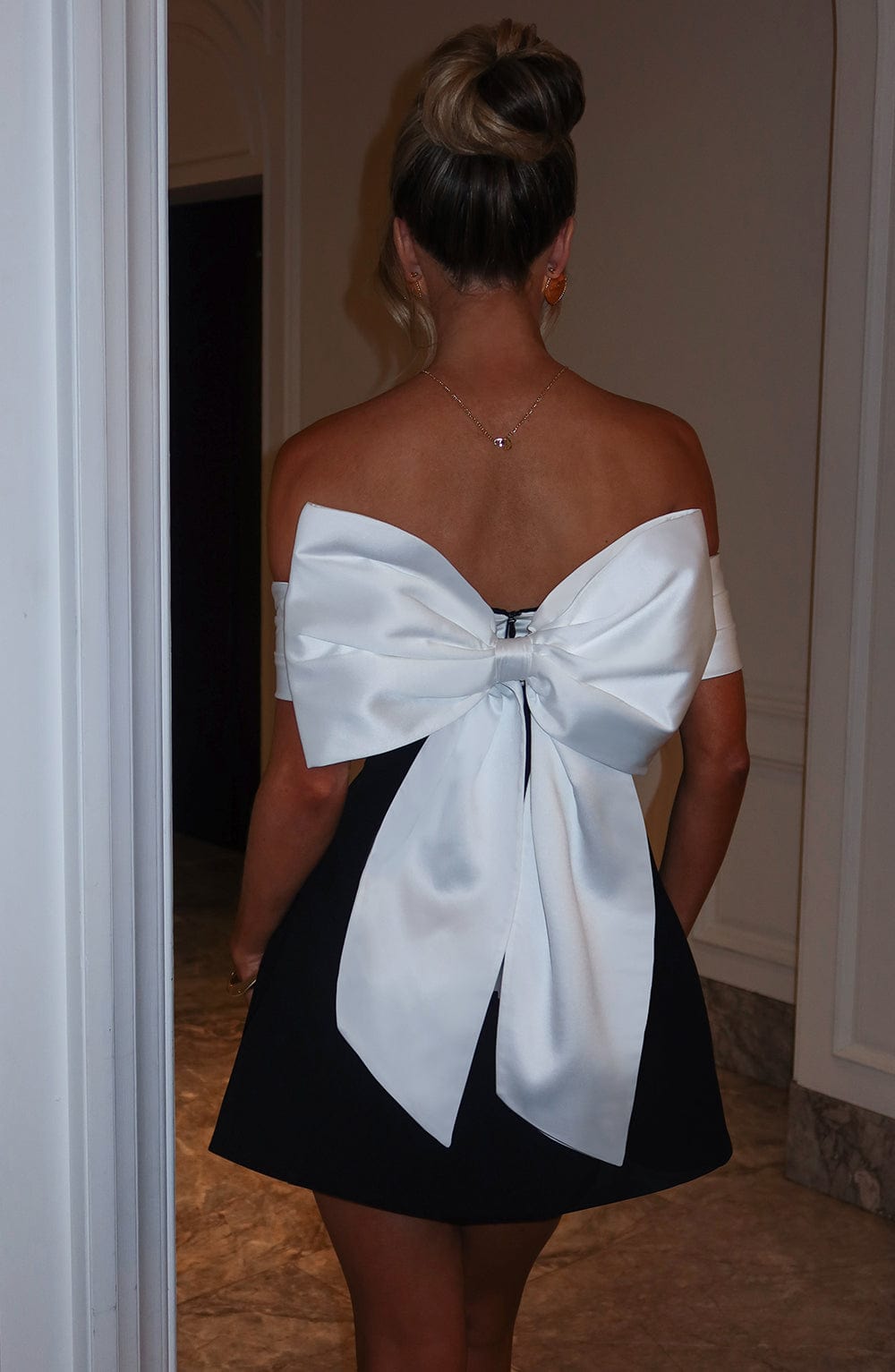 Delta Bow Bardot Mini Dress