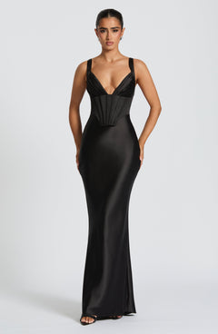 Tina Corset Satin Maxi Dress