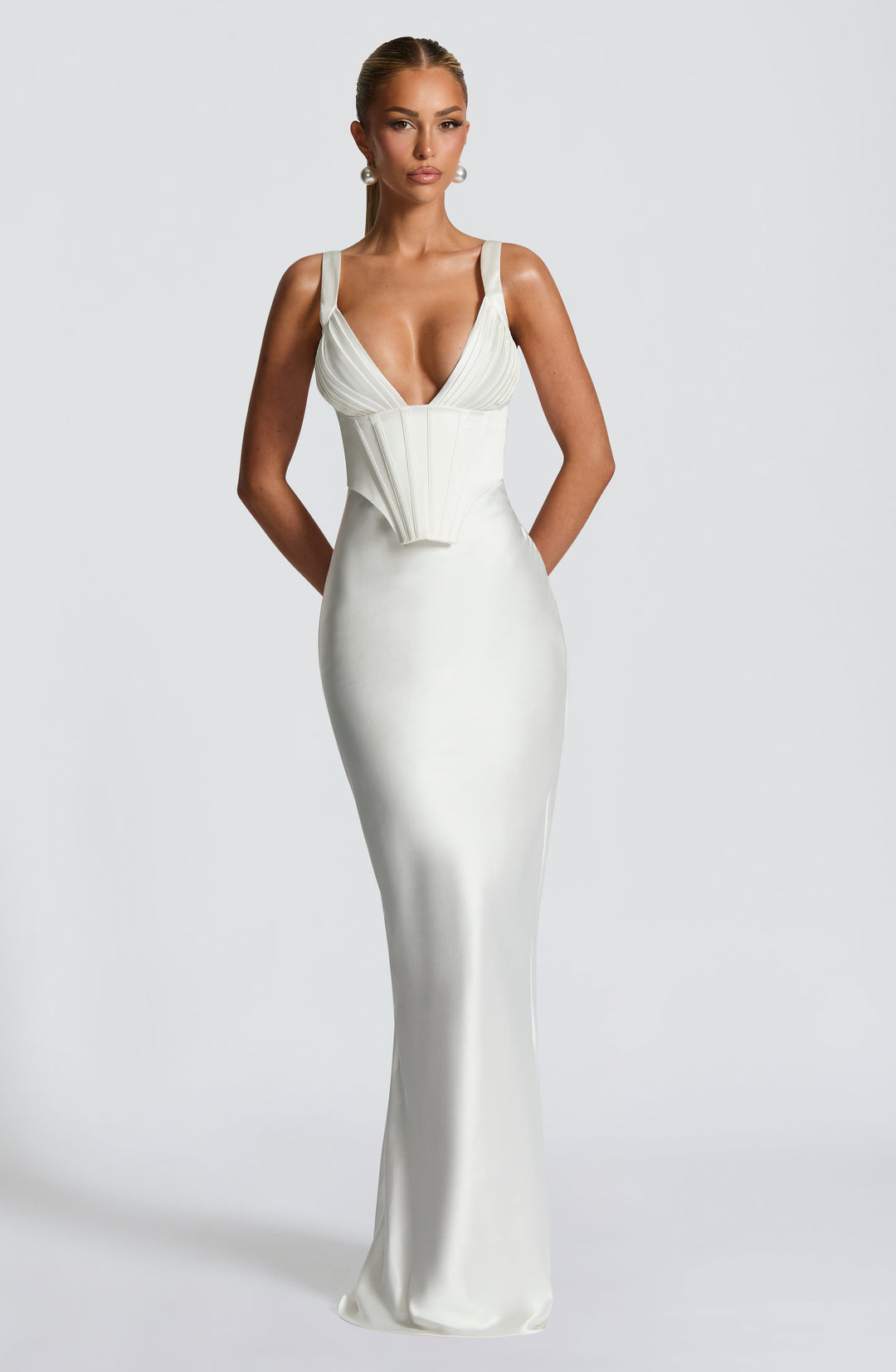 Tina Corset Satin Maxi Dress