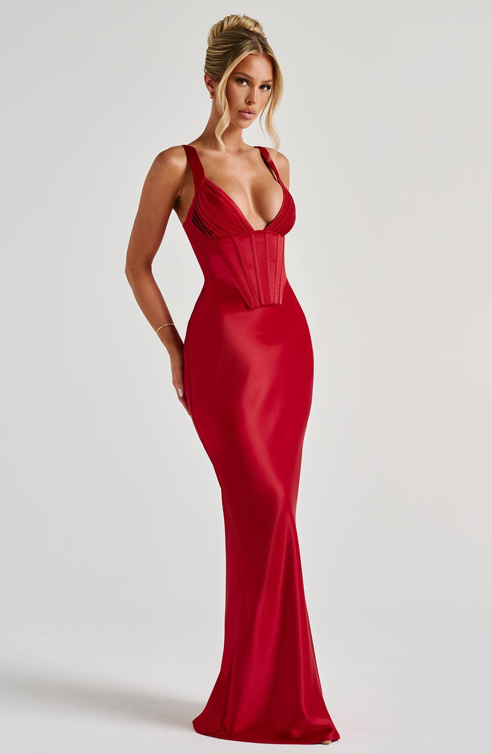 Tina Corset Satin Maxi Dress