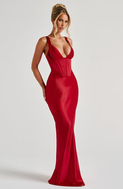 Tina Corset Satin Maxi Dress