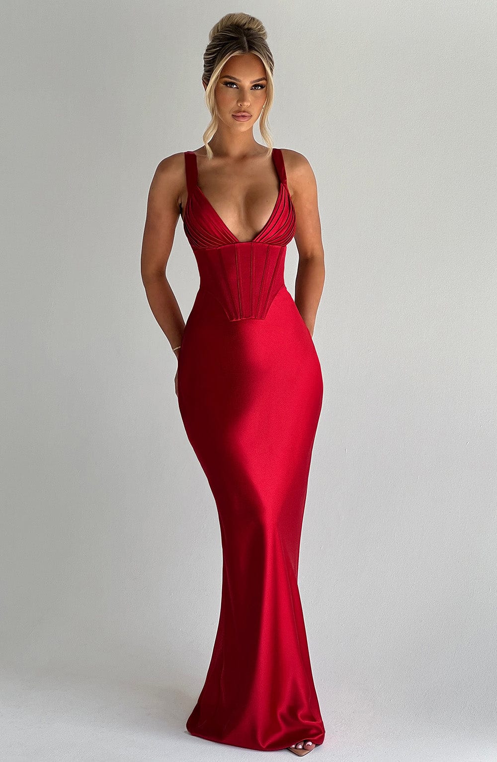 Tina Corset Satin Maxi Dress