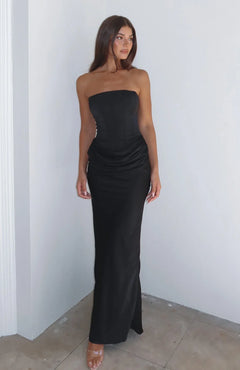 Luxa Strapless Satin Maxi Dress