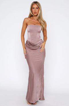 Luxa Strapless Satin Maxi Dress