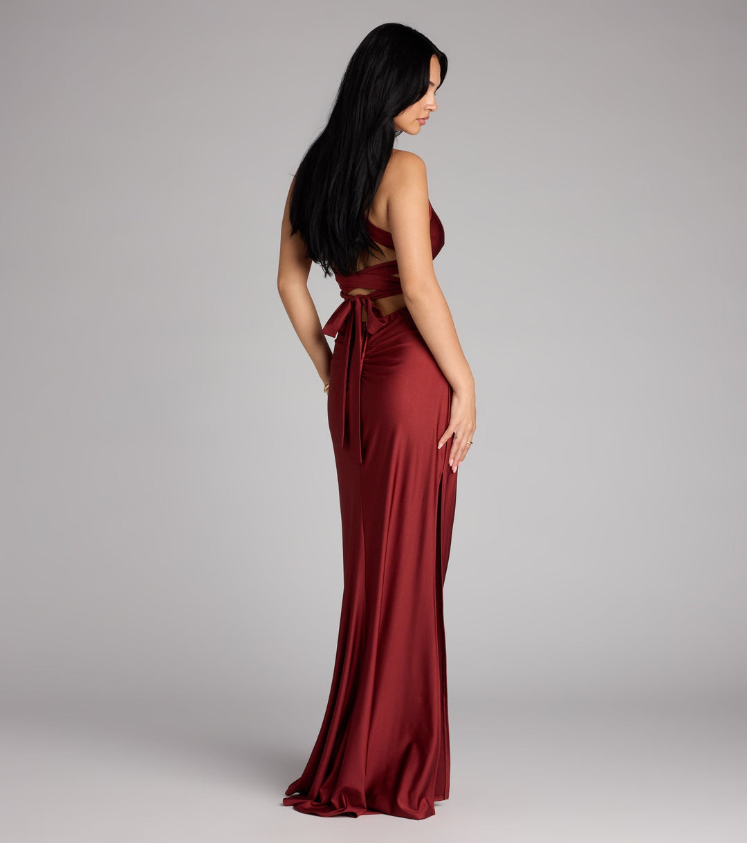 Jianne Lace-Up Back Maxi Gown