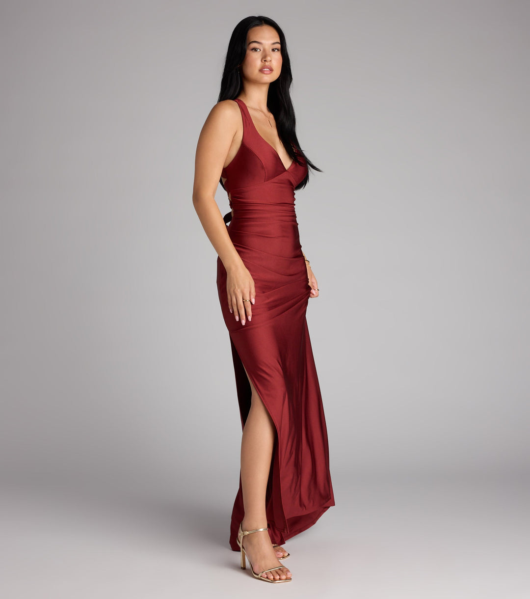 Jianne Lace-Up Back Maxi Gown