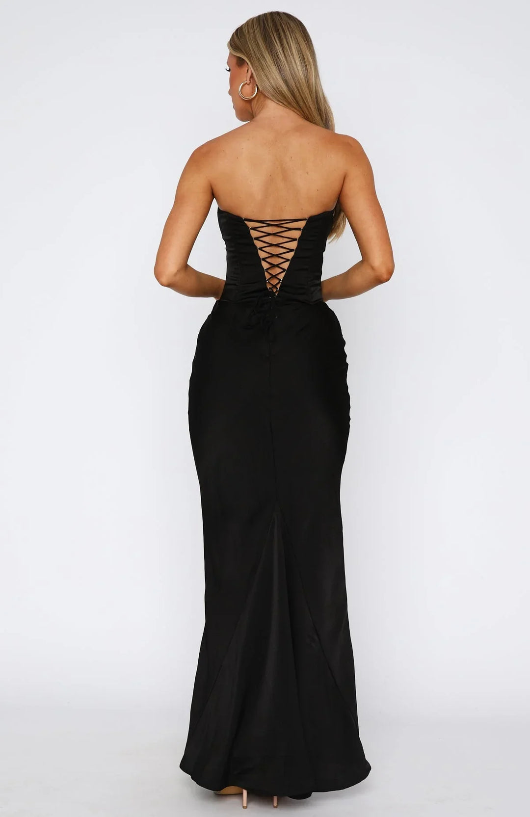 Luxa Strapless Satin Maxi Dress