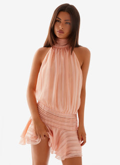 Noor Chiffon Halter Mini Dress