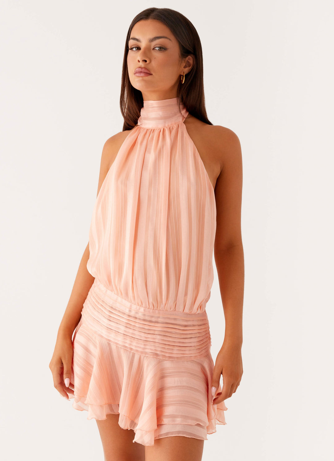 Noor Chiffon Halter Mini Dress