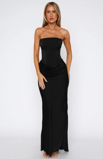Luxa Strapless Satin Maxi Dress