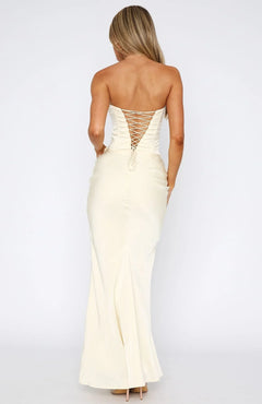 Luxa Strapless Satin Maxi Dress