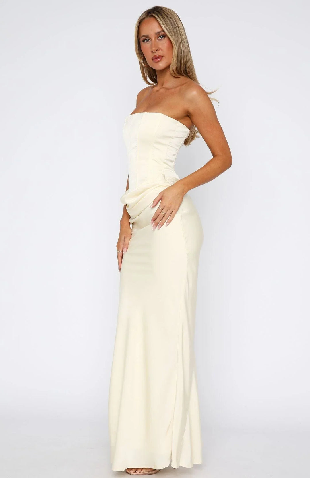 Luxa Strapless Satin Maxi Dress