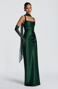 Yolanthe Square Neck Satin Maxi Dress
