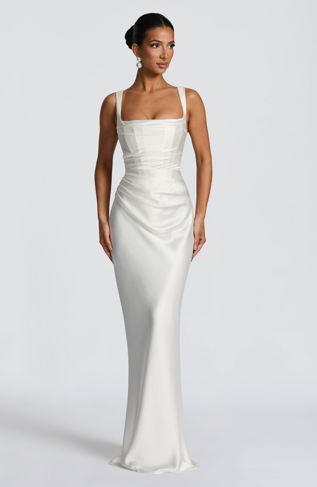 Yolanthe Square Neck Satin Maxi Dress