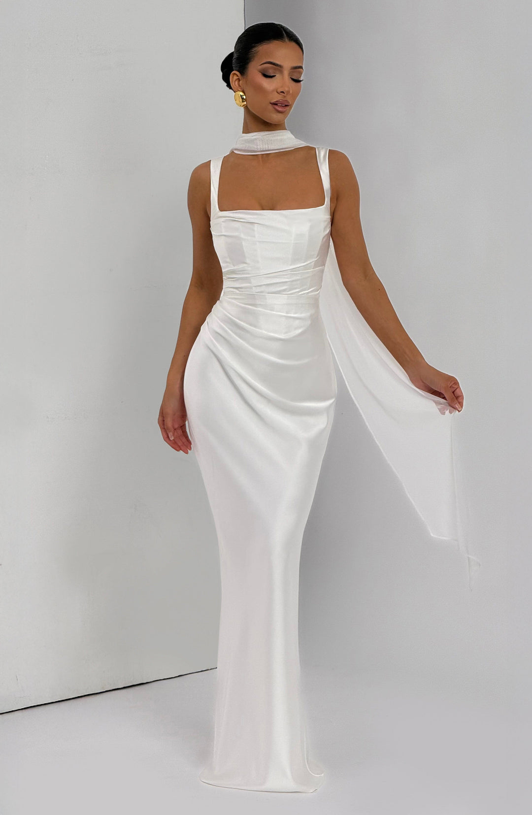 Yolanthe Square Neck Satin Maxi Dress