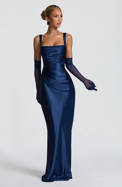 Yolanthe Square Neck Satin Maxi Dress