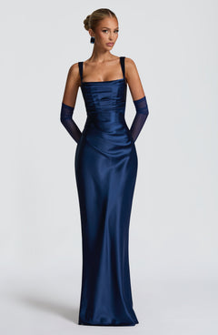 Yolanthe Square Neck Satin Maxi Dress