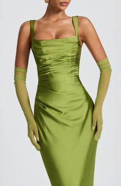 Yolanthe Square Neck Satin Maxi Dress