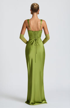 Yolanthe Square Neck Satin Maxi Dress