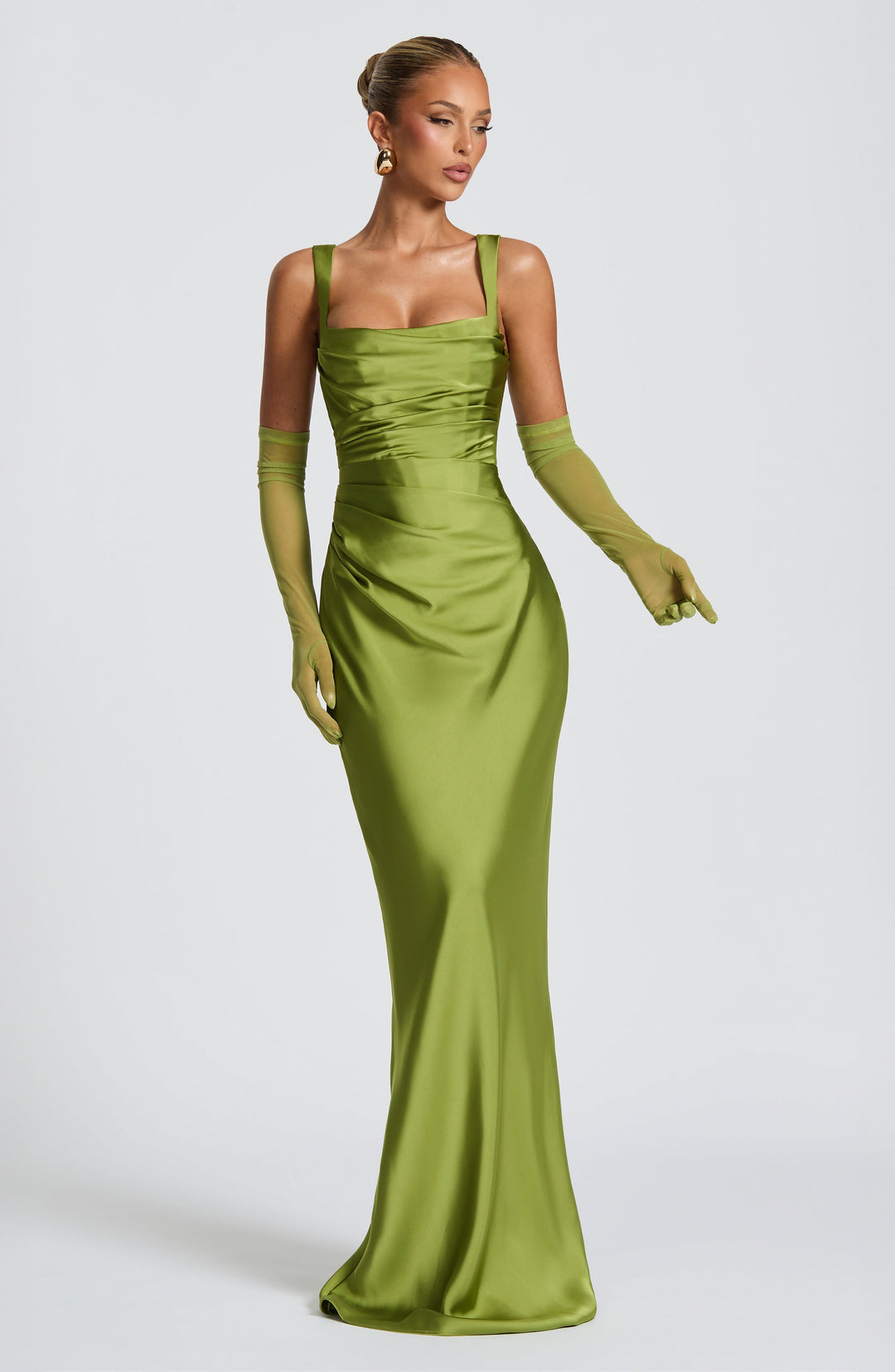 Yolanthe Square Neck Satin Maxi Dress