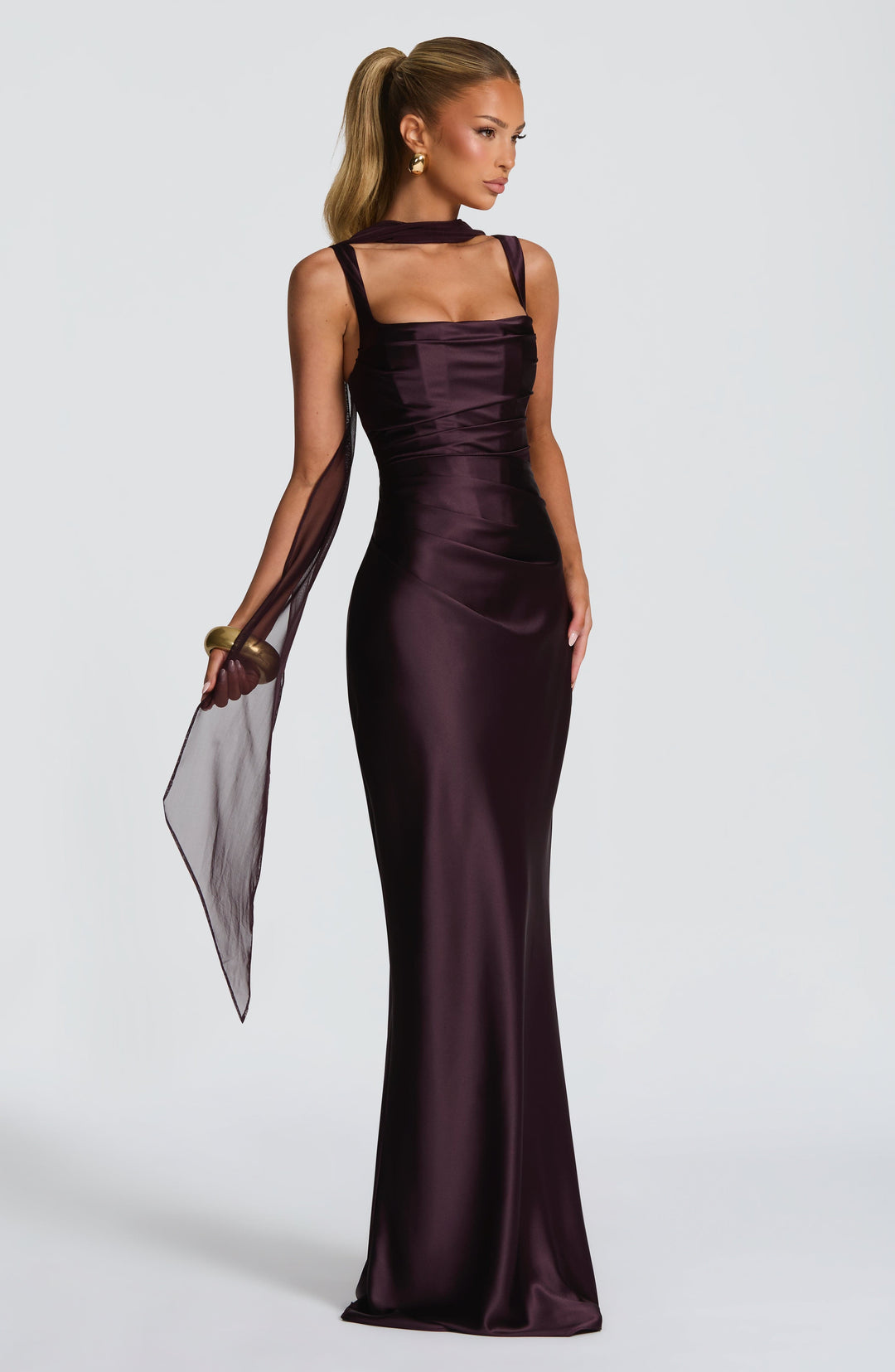 Yolanthe Square Neck Satin Maxi Dress