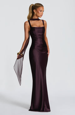 Yolanthe Square Neck Satin Maxi Dress
