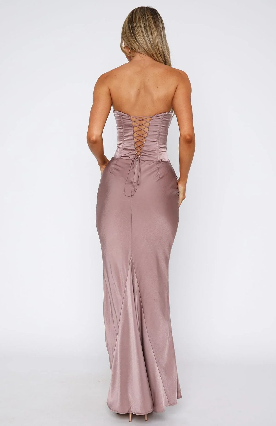 Luxa Strapless Satin Maxi Dress