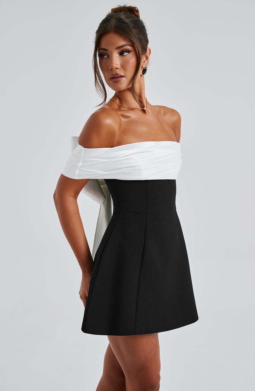 Delta Bow Bardot Mini Dress