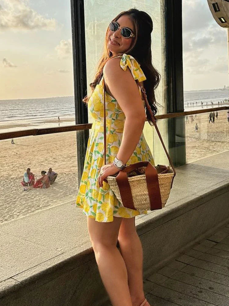 Solina Lemon Print Mini Dress