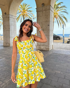 Solina Lemon Print Mini Dress