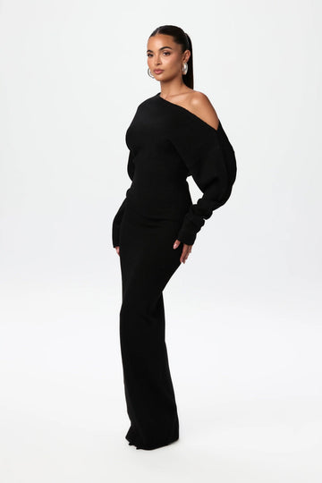 Serena Off-Shoulder Knit Maxi Dress – product photo 1 | House of Novessa