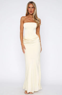 Luxa Strapless Satin Maxi Dress