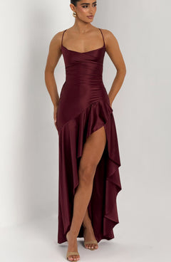 Noëlle Satin Cowl Neck Maxi Dress