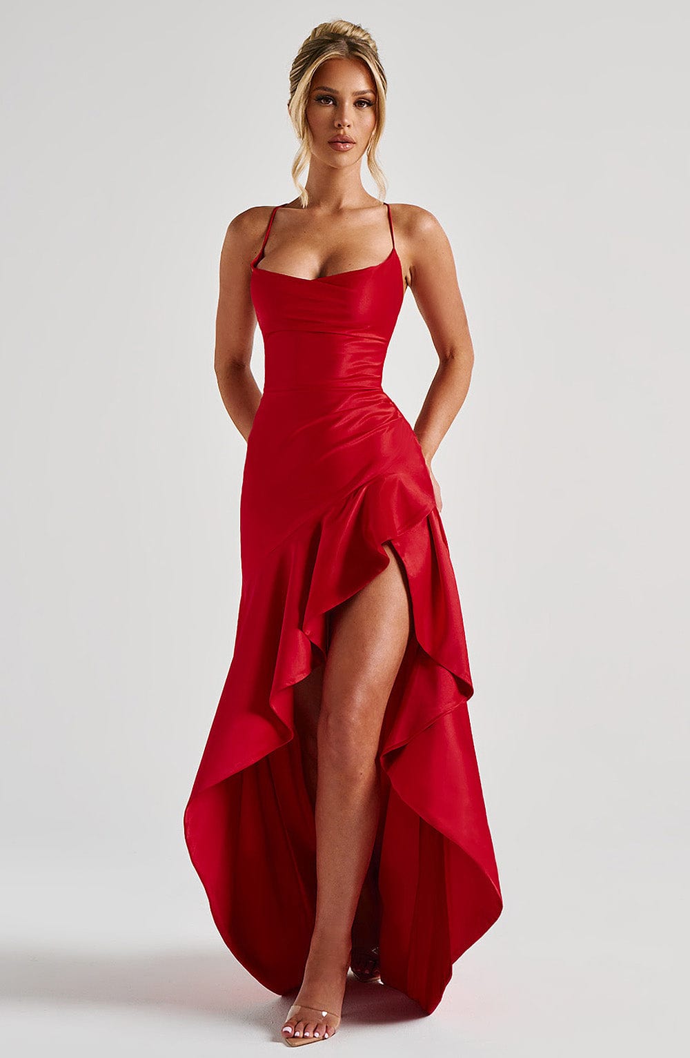 Noëlle Satin Cowl Neck Maxi Dress