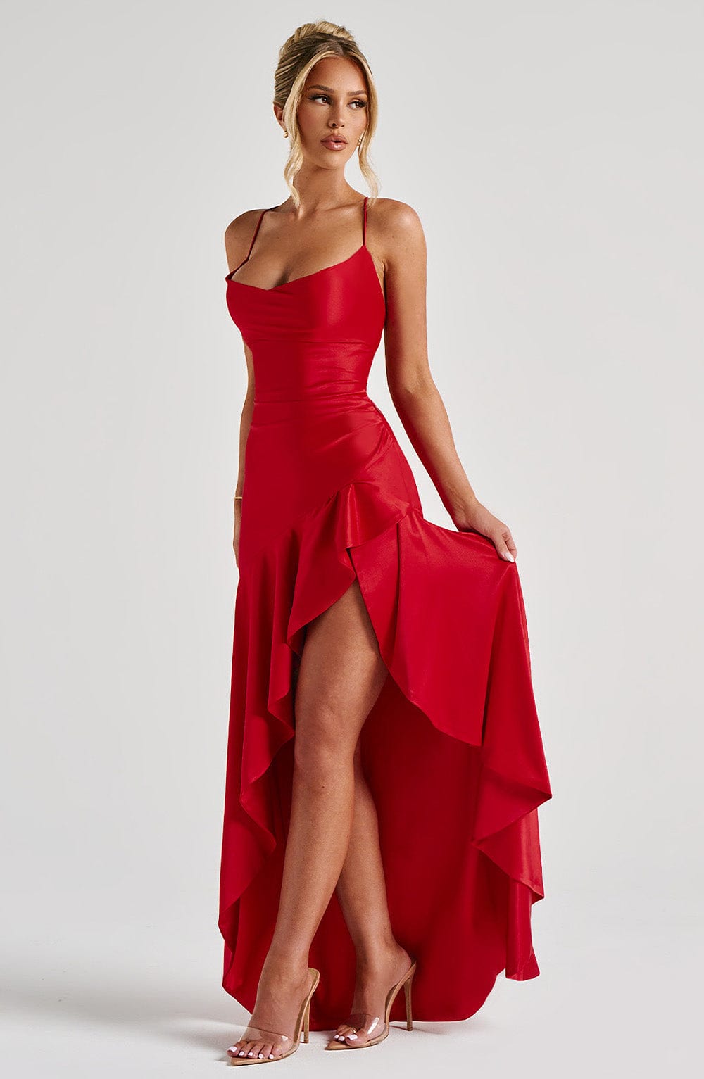 Noëlle Satin Cowl Neck Maxi Dress